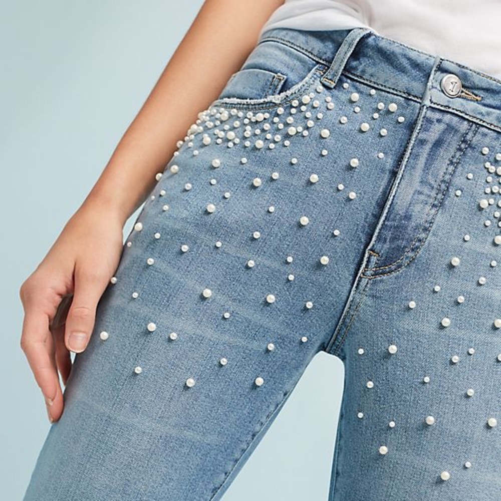 Anthro Pilcro Script High-Rise Pearl Skinny Jeans